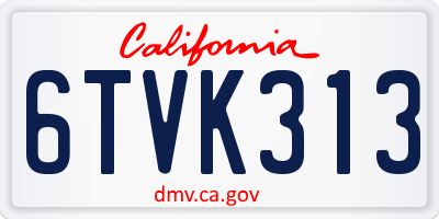 CA license plate 6TVK313