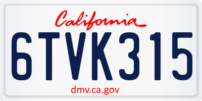 CA license plate 6TVK315