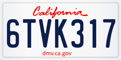 CA license plate 6TVK317
