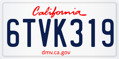 CA license plate 6TVK319