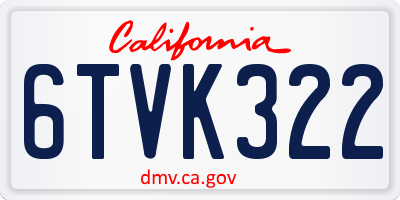 CA license plate 6TVK322