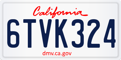 CA license plate 6TVK324