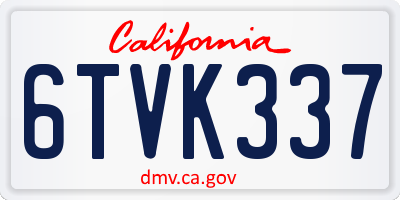 CA license plate 6TVK337