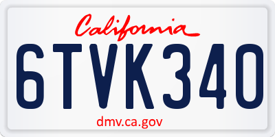 CA license plate 6TVK340