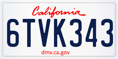 CA license plate 6TVK343
