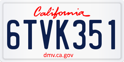 CA license plate 6TVK351