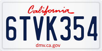 CA license plate 6TVK354