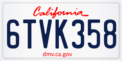 CA license plate 6TVK358