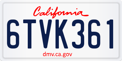 CA license plate 6TVK361