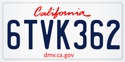 CA license plate 6TVK362