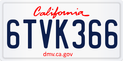 CA license plate 6TVK366