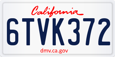 CA license plate 6TVK372