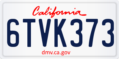 CA license plate 6TVK373