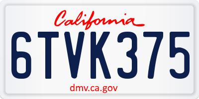 CA license plate 6TVK375