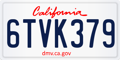 CA license plate 6TVK379