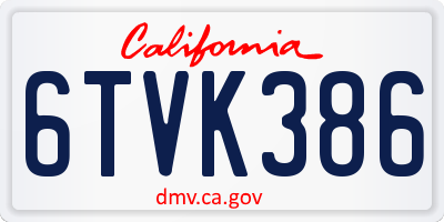 CA license plate 6TVK386