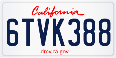 CA license plate 6TVK388