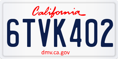 CA license plate 6TVK402