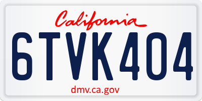 CA license plate 6TVK404
