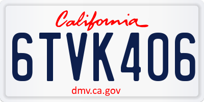 CA license plate 6TVK406