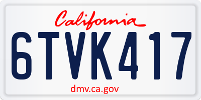 CA license plate 6TVK417