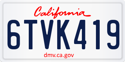 CA license plate 6TVK419