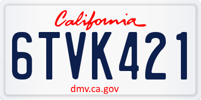 CA license plate 6TVK421