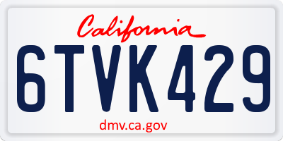 CA license plate 6TVK429
