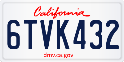 CA license plate 6TVK432