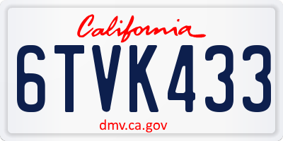 CA license plate 6TVK433