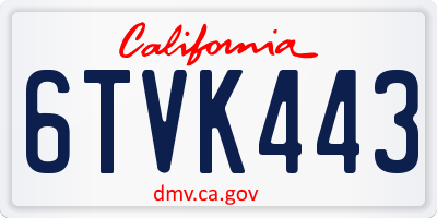 CA license plate 6TVK443
