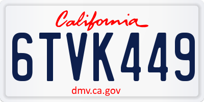 CA license plate 6TVK449