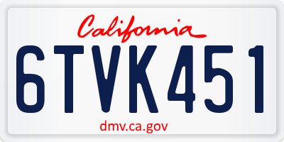 CA license plate 6TVK451