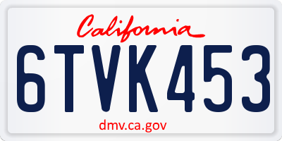 CA license plate 6TVK453