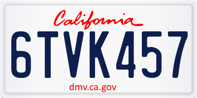 CA license plate 6TVK457