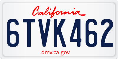 CA license plate 6TVK462