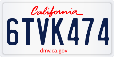 CA license plate 6TVK474