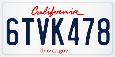 CA license plate 6TVK478