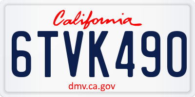 CA license plate 6TVK490