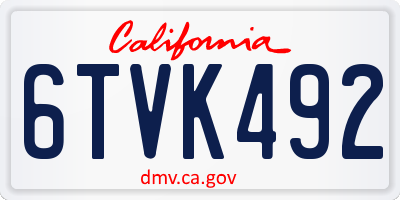 CA license plate 6TVK492