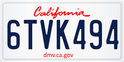 CA license plate 6TVK494