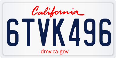 CA license plate 6TVK496