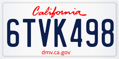 CA license plate 6TVK498