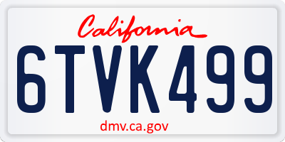 CA license plate 6TVK499