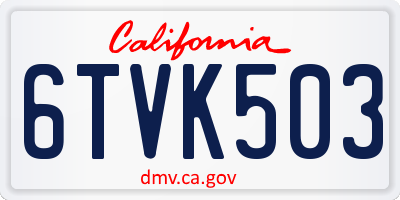 CA license plate 6TVK503