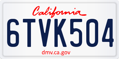 CA license plate 6TVK504