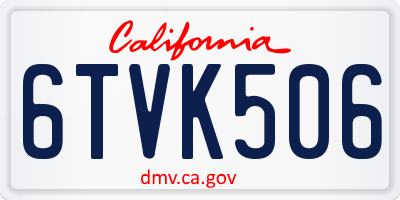 CA license plate 6TVK506