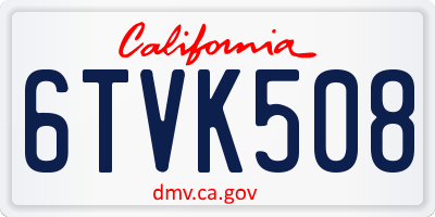 CA license plate 6TVK508