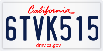 CA license plate 6TVK515