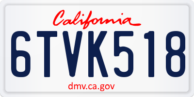 CA license plate 6TVK518